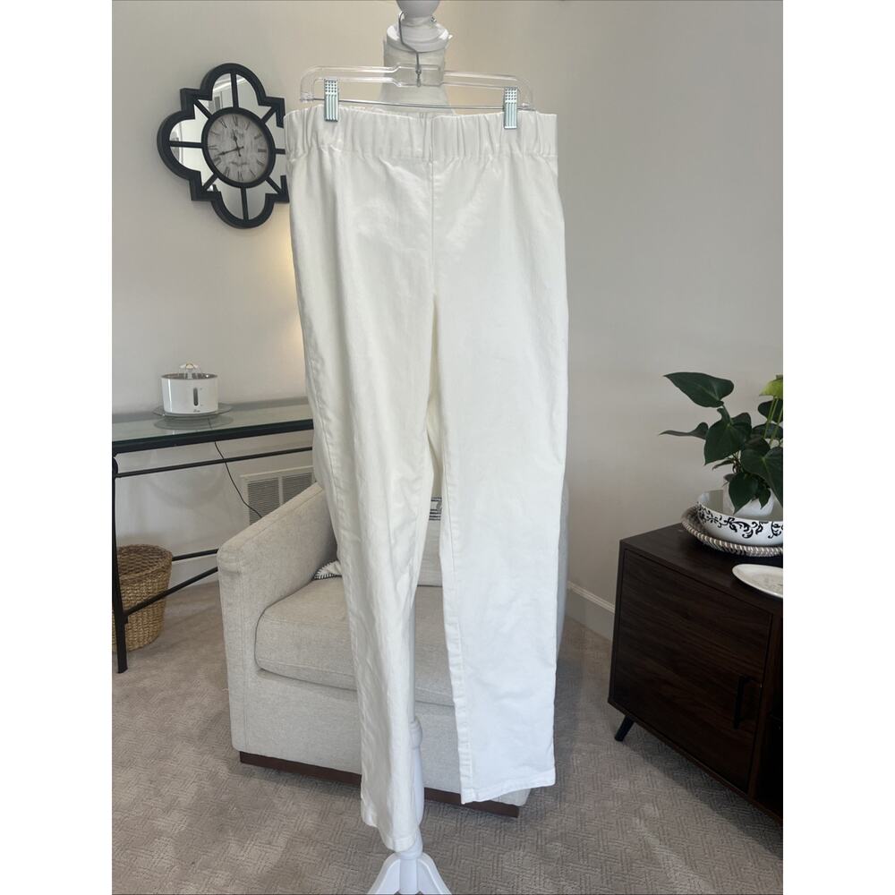 Soft Surroundings Womens M Pull On Ivory Denim Straight Leg Comfort Stretch